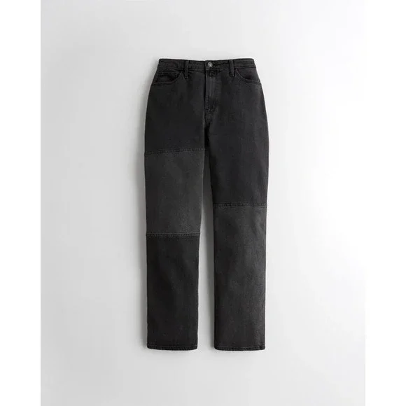 Hollister Ultra High-Rise Black Patchwork Dad Jeans Size 9 - Picture 3 of 9